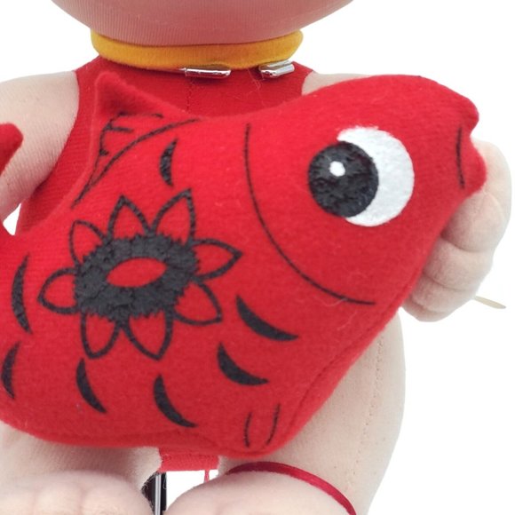 Cute Chinese Wind Doll Girl Holding Fish Plush 10 Inch Anime Cartoon Red Black - Picture 3 of 6